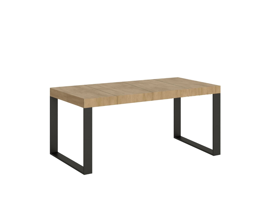 Mesa de Jantar Extensível 90X90/246 Cm Tecno Premium Carvalho Natural Quadro Antracite ITAMOBY