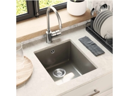 Vidaxl Pia 80% Quartzo E 20% Resina 370 X 460 Mm Cinzeto
