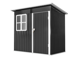 Abrigo De Jardim Exterior 2,55 M² 221x133x190 Cm Com Janela Porta Com Fechadura E Ventilações Cinzento Escuro