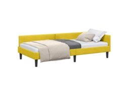 Cama De Solteiro | Camas Para Quarto | Estrutura De Cama De Canto Com Cabeceira Amarelo 80 Cm X 200 Cm