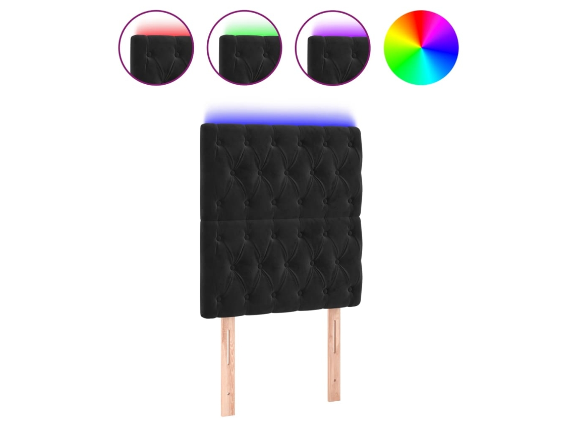Cabeceira de Cama com Luzes Led Veludo Preto MAISON EXCLUSIVE (80x7x118 cm)