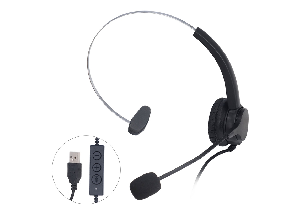 Fone De Ouvido Usb Com Microfone Cancelamento De Ruído Volume Ajustável Headband Mono Para Escritório Computador