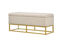 Banco 2 em 1 ORBITRA COMMERCE com assento acolchoado e pés de aço, 110x44x48 cm bege e dourado