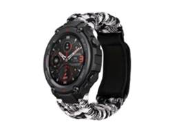 Bracelete Pulseira Fio Entrançado para Amazfit T-Rex Pro Preto e Branco