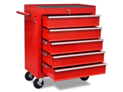 vidaXL Carinho de ferramentas com 5 gavetas para oficina, vermelho