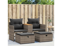 Sofá De Jardim De 2 Lugares Com Bancos Vime Pe Cinzento Dkd Home Decor