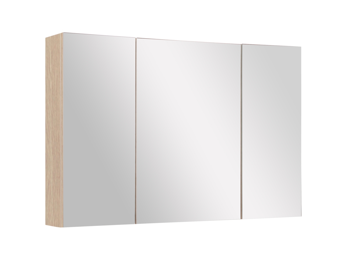 Armário de banheiro com espelho, 3 portas, prateleiras ajustáveis, 90x60x13,5 cm | S/MARCA