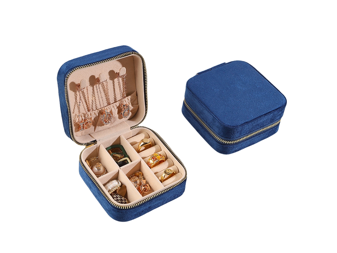 Caixa De Joias De Veludo Portátil Darkblue