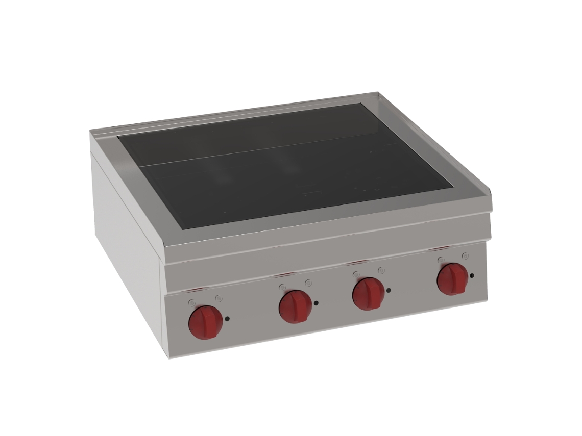 Fogão De Vidro Cerâmico 4 Zonas Quentes 700x600x280 Mm 8600 W 400/3v 30310611 Eurast