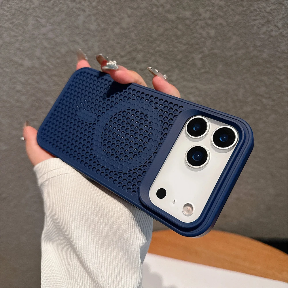 Capa Térmica Honeycomb Para Iphone (azul, Iphone 12 Pro Max), Capa Protetora Magnética Magsafe.
