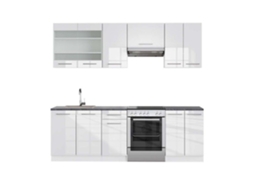 Cozinha Fame-Line, 240 cm, PT Antracite, branco brilhante/branco, VICCO