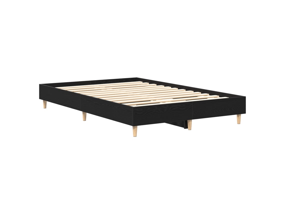 Conjunto 1 Cama De Plataforma Vidaxl Preto Derivados De Madeira (193 X 123 X 25 Cm)