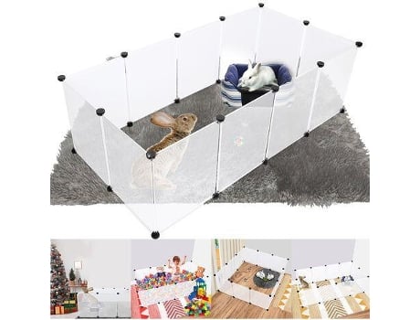 Cercadinho de plástico transparente para animais pequenos, cerco para animais pequenos, gaiola para hamsters, coelhos, porquinhos da índia BRAWDRESS