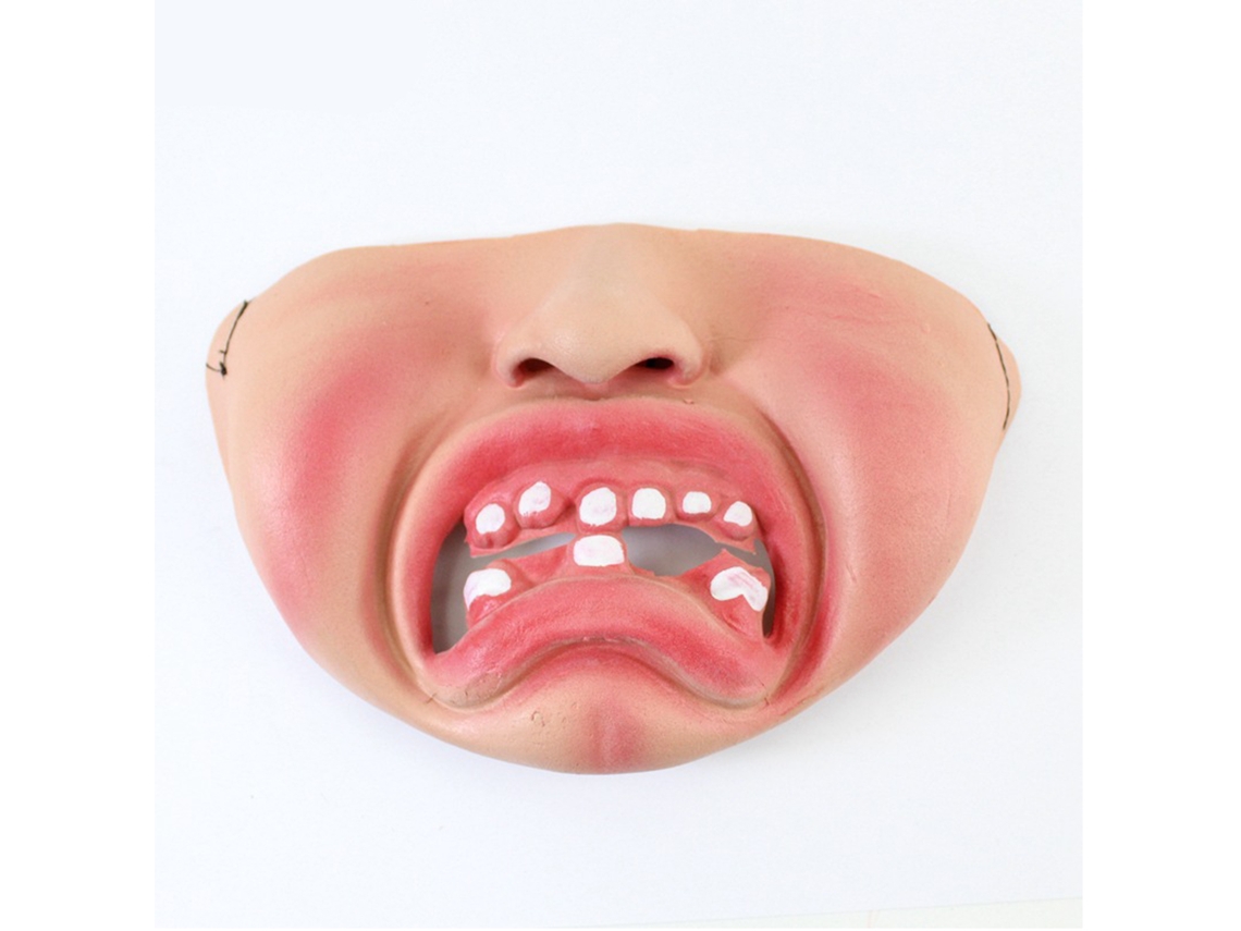 Máscara Meia-face Latex Com Lábios Vermelhos Divertidos