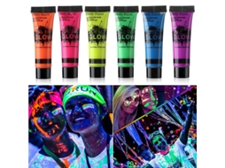 Pintura Corporal e Facial Glow In Dark Uv Blacklight Neon 6 Tubos 0.34oz