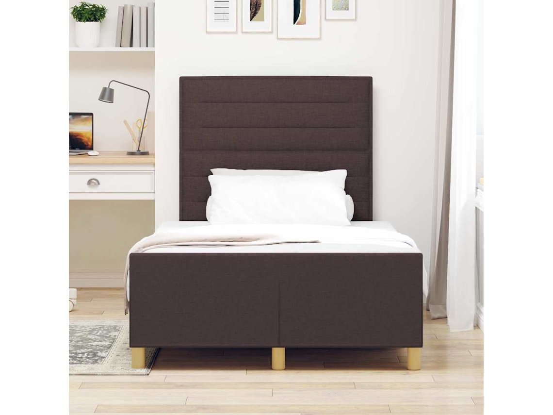 Vidaxl Estrutura Da Cama Castanho Escuro 120 X 190 Cm Tecido
