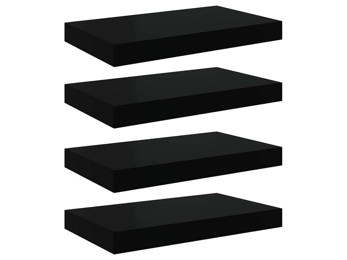 Prateleiras Suspensas 4 Pcs 40x23x3,8cm Mdf Preto MAISON EXCLUSIVE