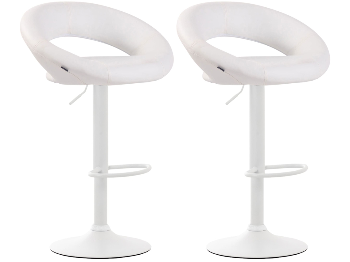 Conjunto de 2 bancos de bar Olinda em imitação de pele branco/branco CLP