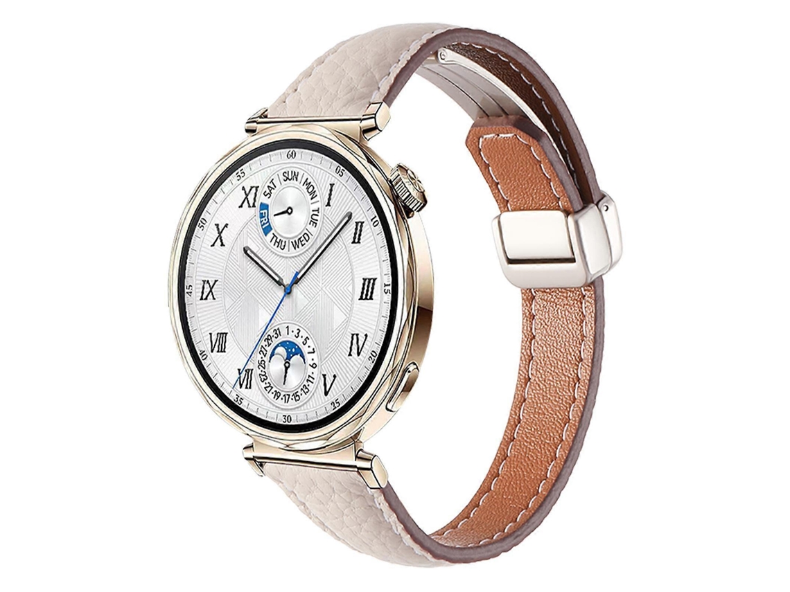 Pulseira De Couro Fina Com Textura De Lichia E Fecho Magnético Dobrável.