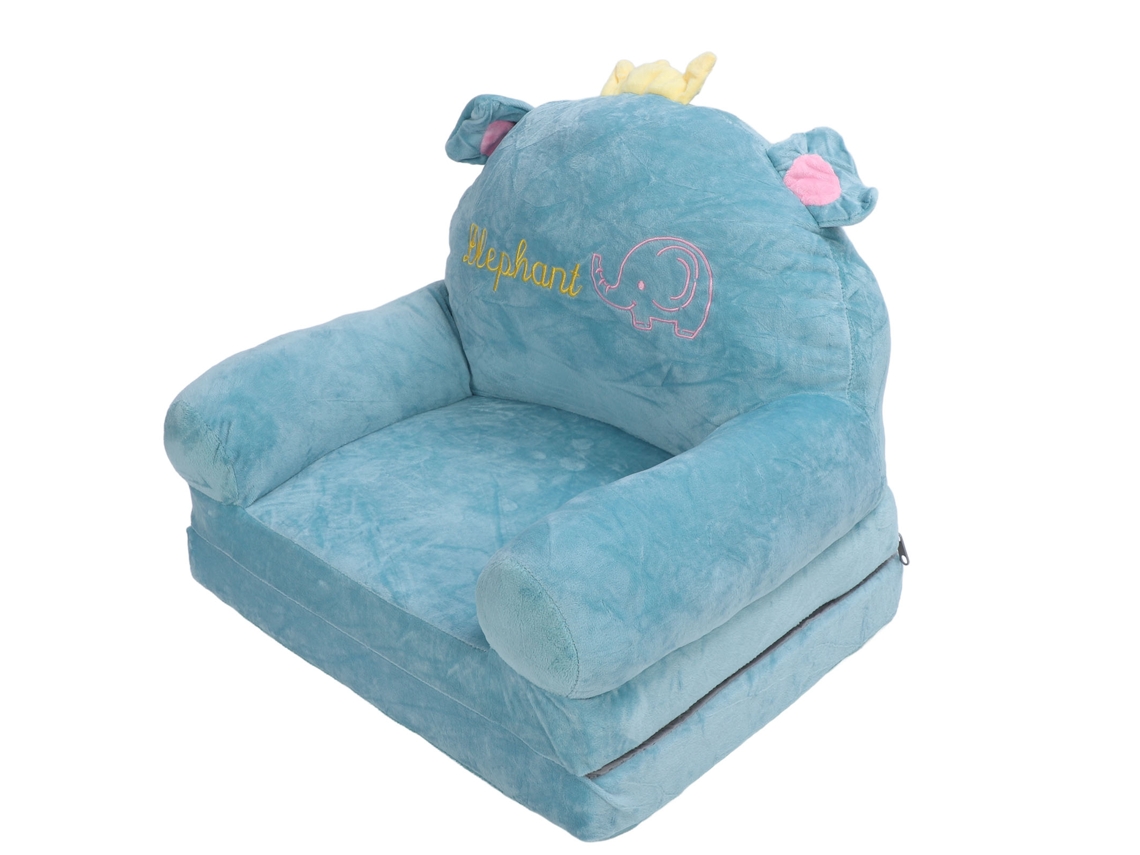 Sofá Infantil Dobrável 2 em 1 Flip Open Cama Confortável Padrão de Elefante | S/MARCA