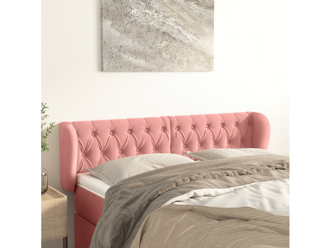 Vidaxl Cabeceira De Cama C/ Abas Veludo 147x23x78/88 Cm Rosa