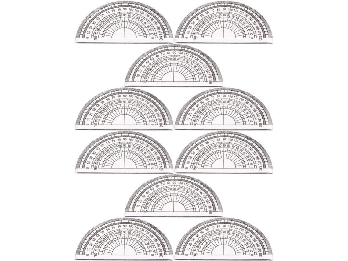 Conjunto de 10 decalques de ângulo portáteis e leves, feitos de plástico, para salas de aula de matemática e decoração escolar.