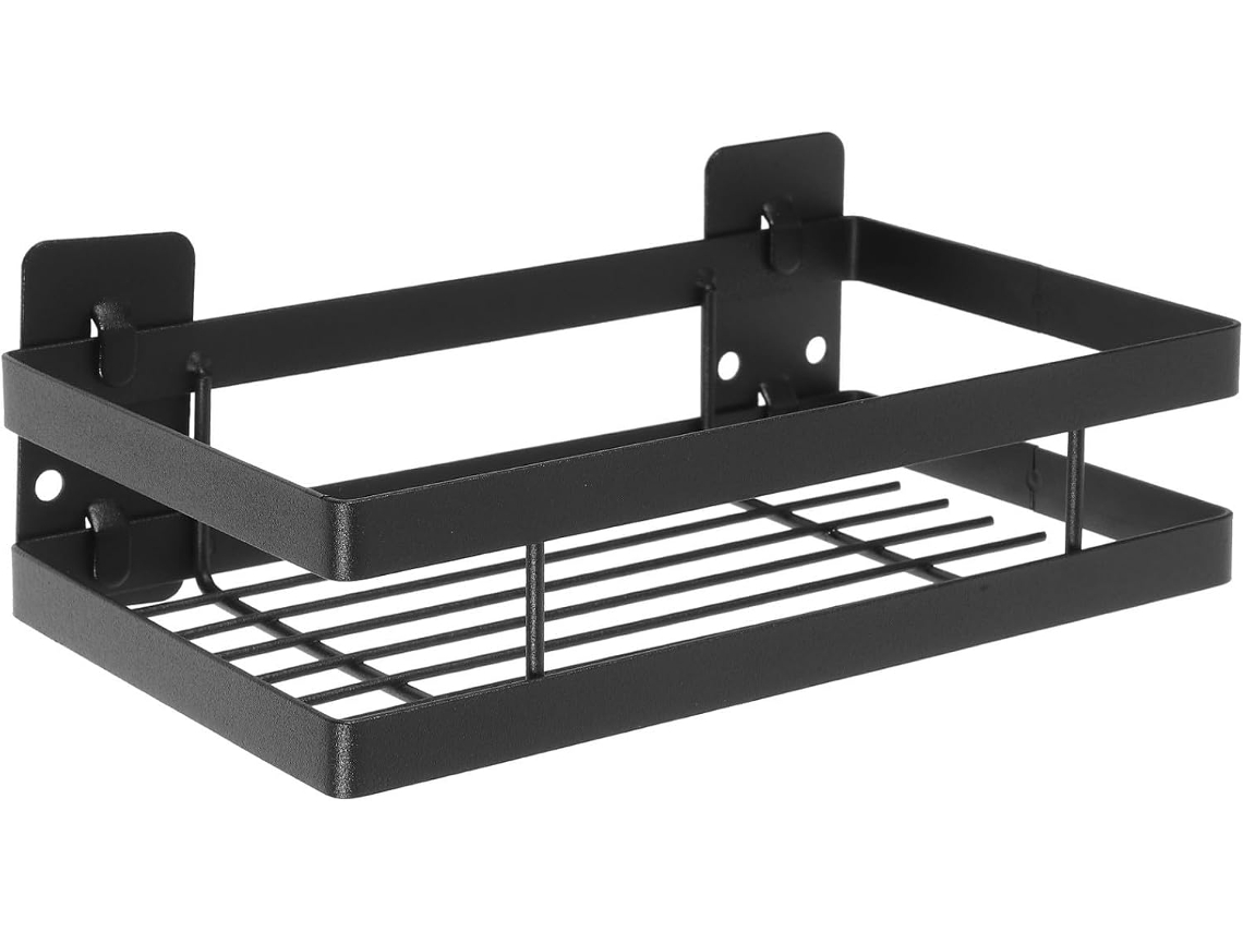 Suporte De Parede Para Banheiro Ciieeo, Em Ferro, Preto, Sem Necessidade De Furar, Mantém Os Itens Secos, Prateleira De