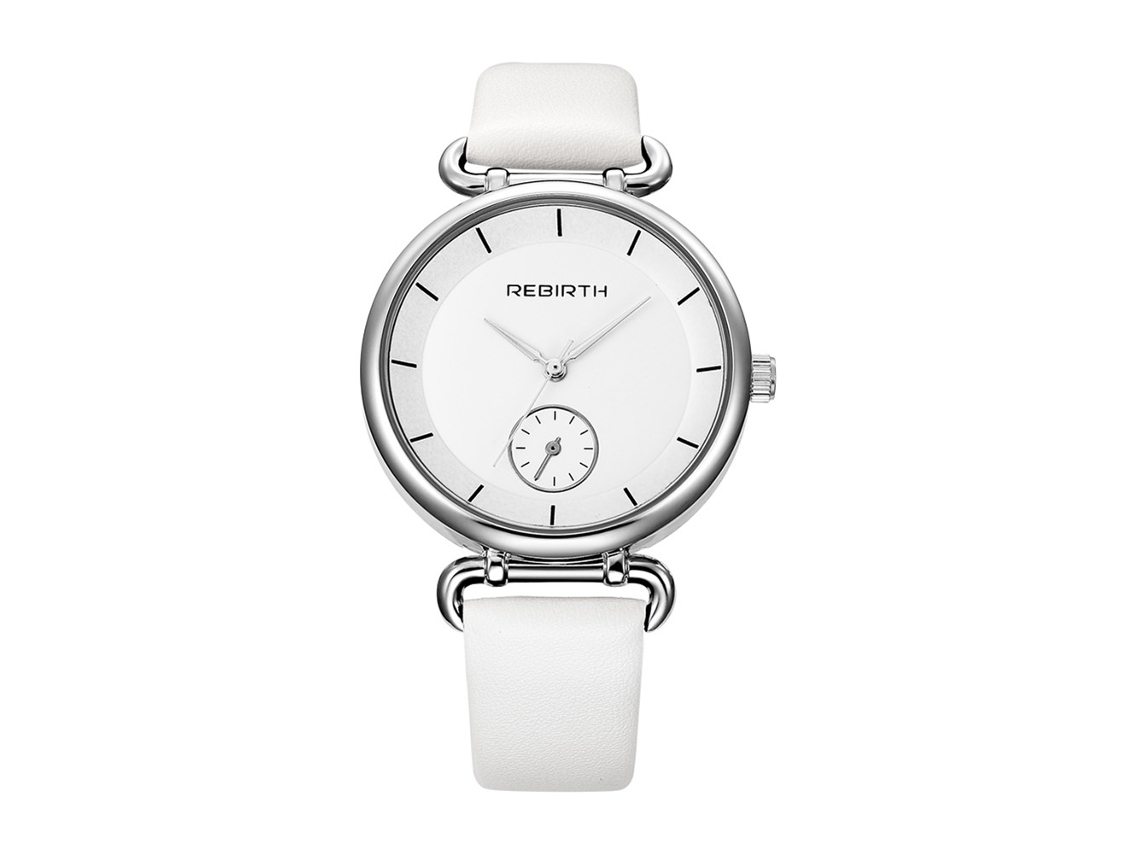 Relógio de Pulso Feminino de Quartzo Simples com Pulseira de Couro Pu Branco