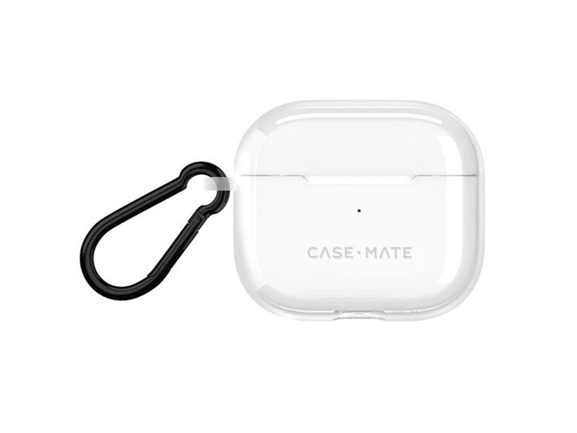 Capa para Airpods 4 Tough com Mosquetão Anti-Riscos Branco Fosco