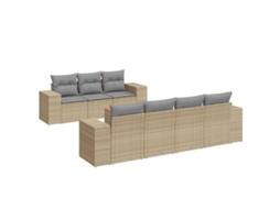 Conjunto de 8 Sofás para Jardim com Almofadões Vime Pe Bege MAISON EXCLUSIVE (8 pcs)