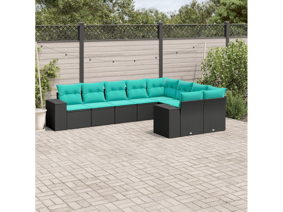 Conjunto de Sofá de Jardim com 8 Peças e Almofadas em Rattan Sintético Cinza VIDAXL
