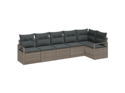 Conjunto 6 Conjunto De Móveis Para Exterior Vidaxl Cinzento Vime Pe (287 X 122 X 85 Cm)