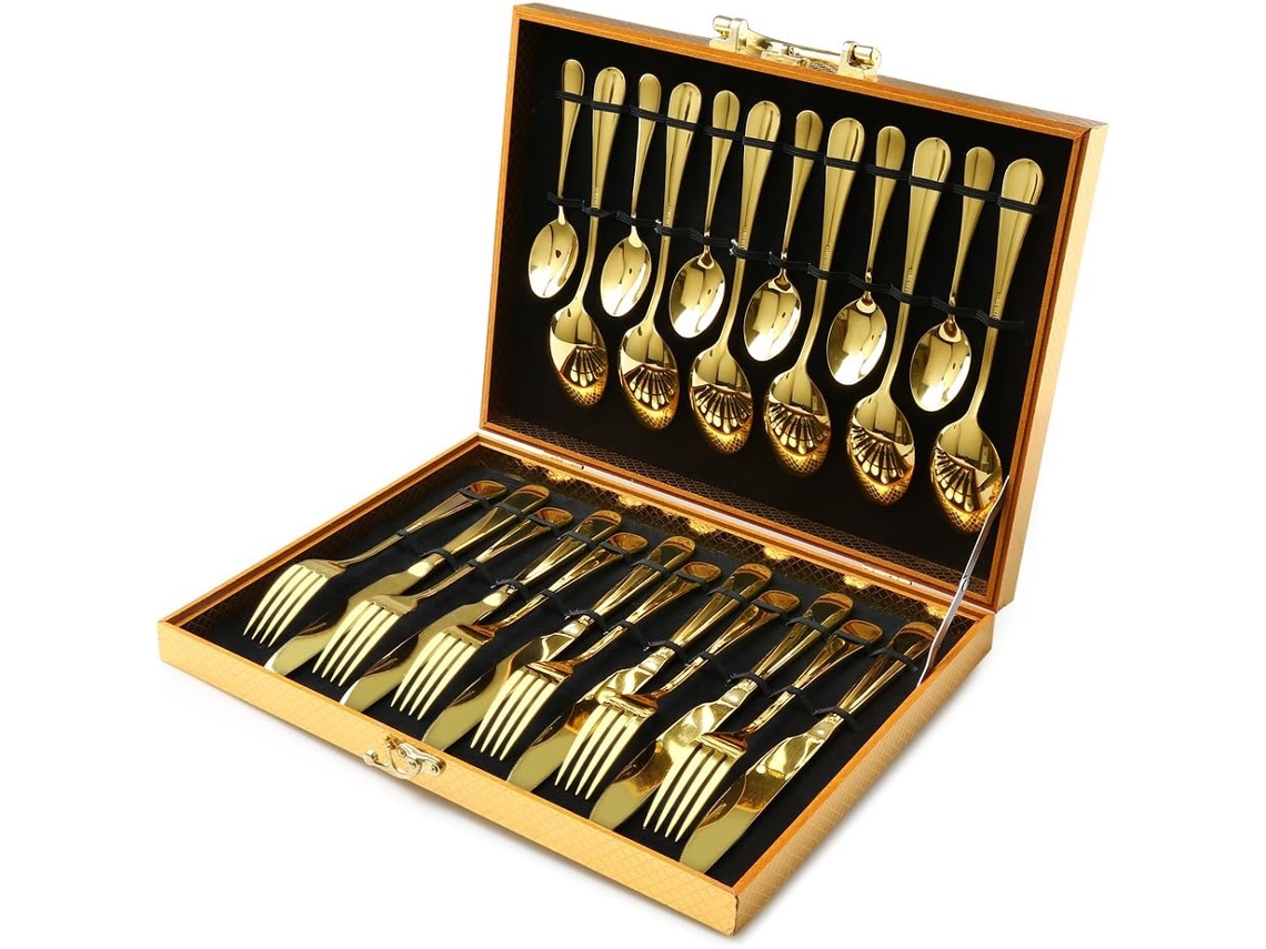 Conjunto de Talheres Dourado para 6 pessoas (24 Und) 