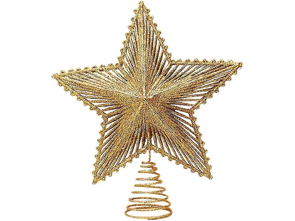 Topo De Árvore De Natal Com Glitter Em Forma De Estrela Olysi Shop (dourado, 20 Cm)