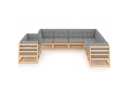 Maison Exclusive - 9 Pcs Conjunto Lounge De Jardim C/ Almofadões Pinho Maciço