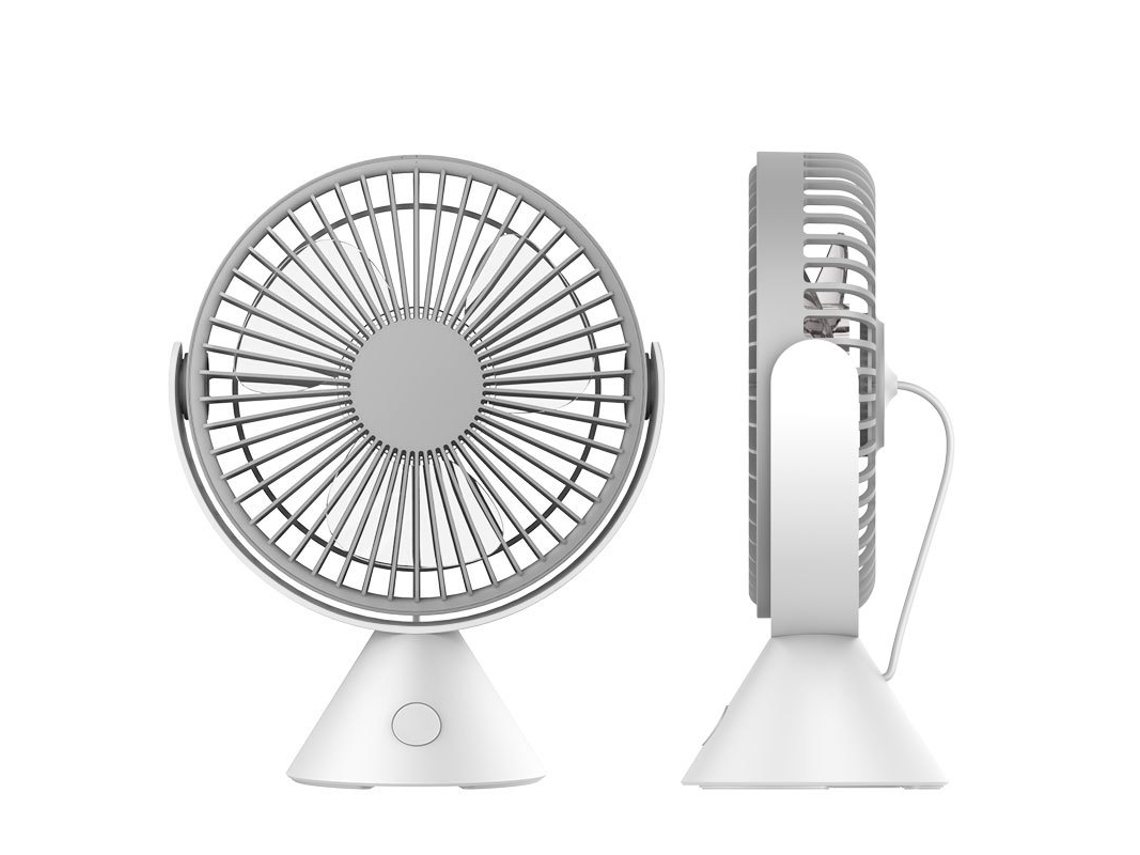 Ventilador de Mesa, 3 Velocidades, Usb, Rotação de 360°, 1500mah, Cinza ZYBLSSBB