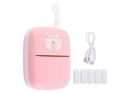 Mali impressora Térmica Portátil Bluetooth 200dpi Sem Tinta Mini Pocket Rosa com 5 Rolos de Papel