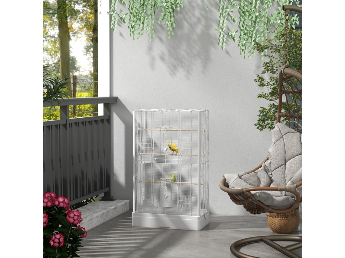 Gaiola Para Pássaros, 61 X 36,5 X 98 Cm, Aço, Pp, Branco