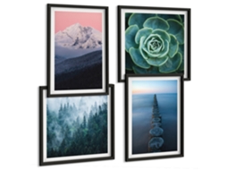 Quadros Decorativos Para Parede Limões Em Um Vaso, Plantas Moldura Preta Quadros Para A Sala De Estar Espelharte (conjunto De 4 Imagens)
