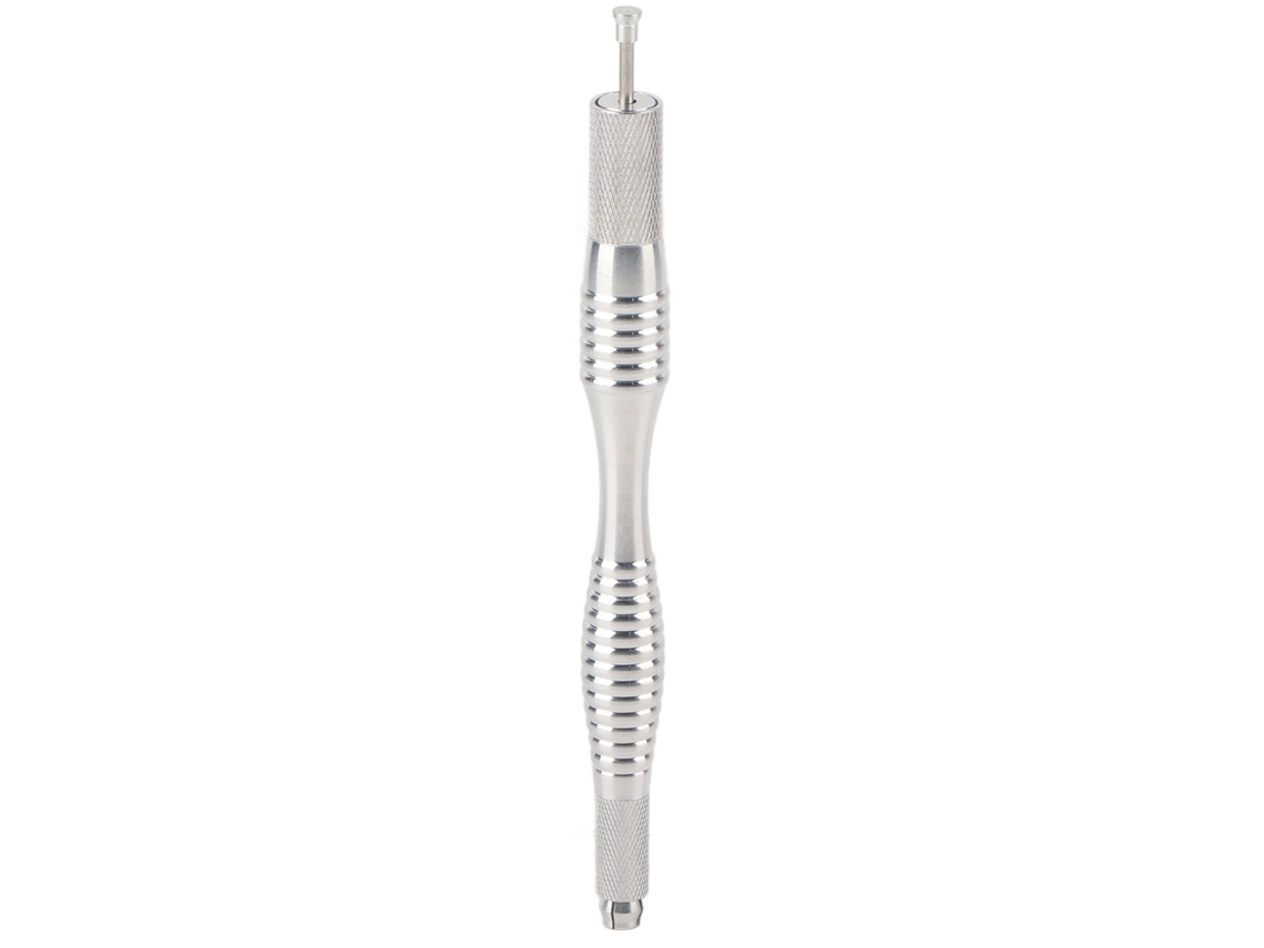 Caneta De Tatuagem De Sobrancelha Bicolor De Aço Inoxidável Com Ponta Removível Para Sobrancelha Lábio Eyeliner Prata