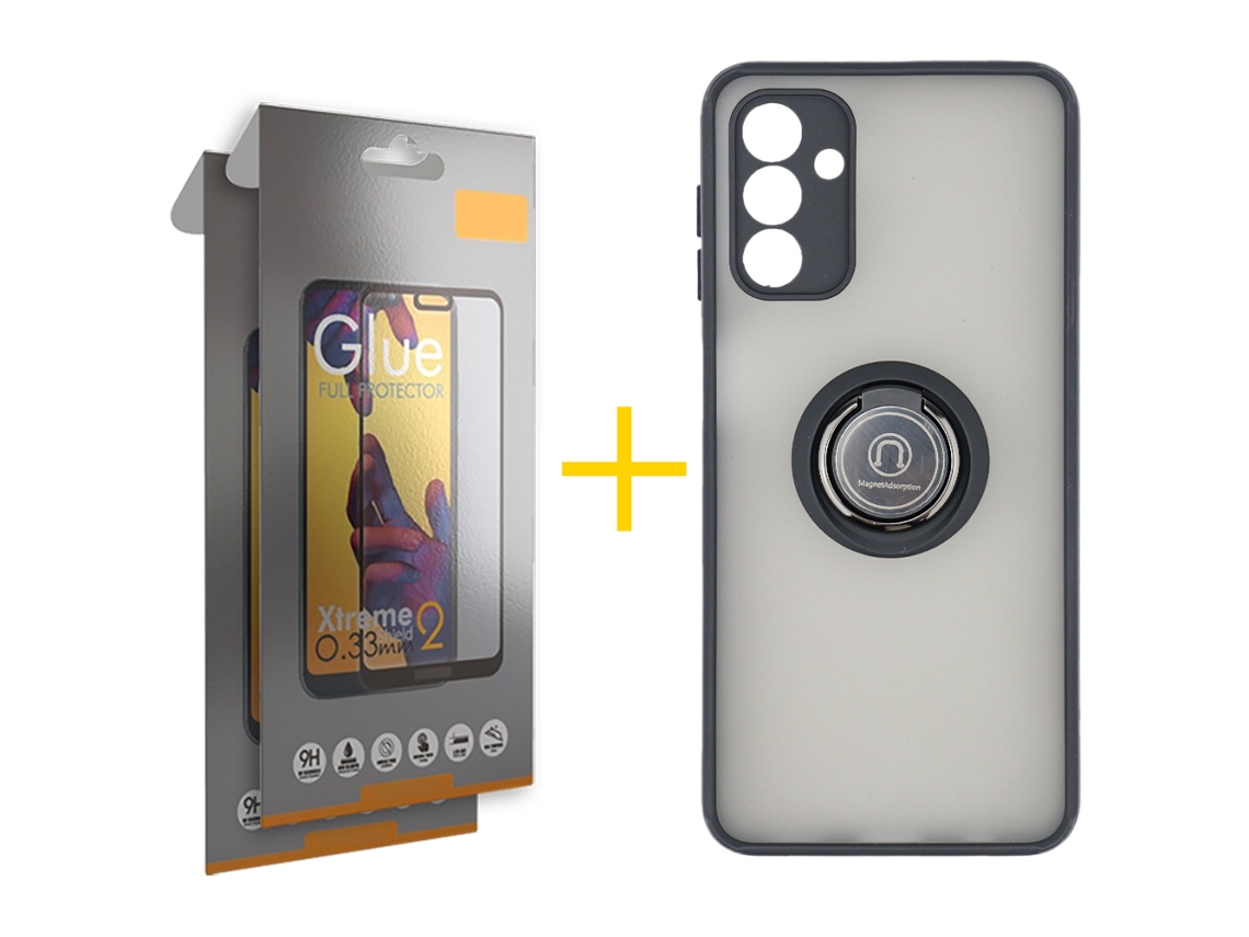 Pack 2 x Película de Vidro Temperado Full + Capa SKYHE Samsung Galaxy A26 5G Gel Bumper Ring Preto