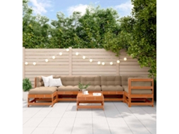 Vidaxl Conjunto De Lounge De Jardim 8 Unid. Castanho Encerado