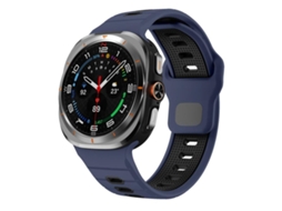 Bracelete Silicone com Listras Horizontais e Fivela Reversa para Samsung Galaxy Watch Ultra Azul Meia Noite e Preto XIAOMOYU