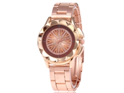 Reloj De Cuarzo Unisex Con Correa De Acero Moda Dial Redondo Simple (café)