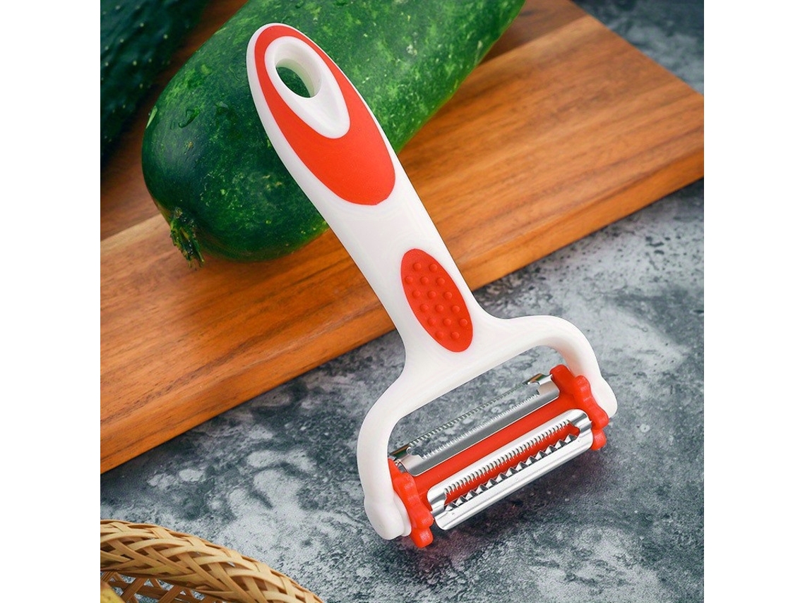 Descascador Rotativo 3 em 1 em Aço Inoxidável , Utensílio de Cozinha Ecológico MDUG (branco e Vermelho)