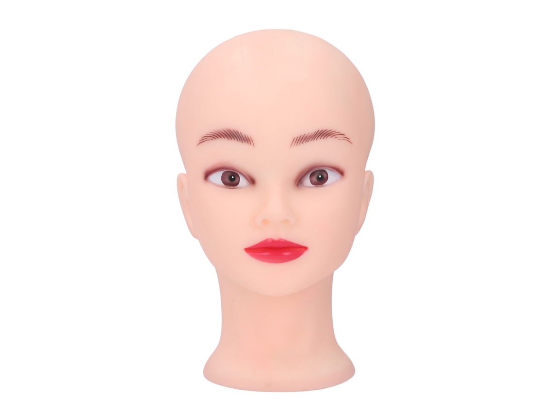 Cabeça de manequim careca em PVC para exibição de perucas e chapéus.