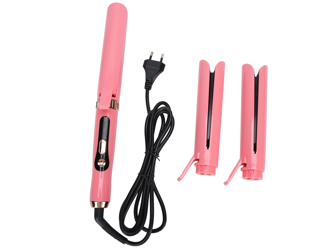 Prancha de cabelo elétrica 3 em 1 2026 com cabeças removíveis, alisador de cabelo, plugue europeu 220V