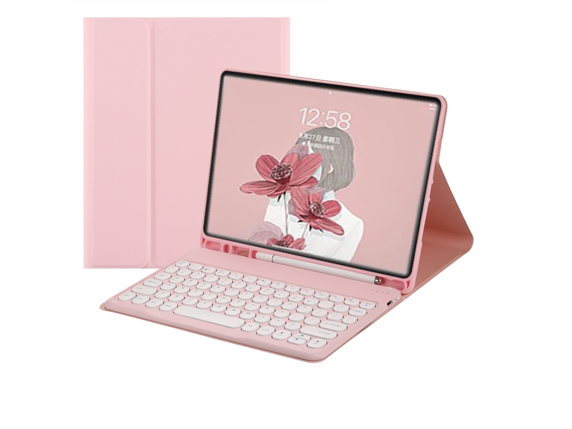 Capa Para Ipad Mini 7/mini 6 Rosa Teclado Regular Bluetooth Tecla Redonda