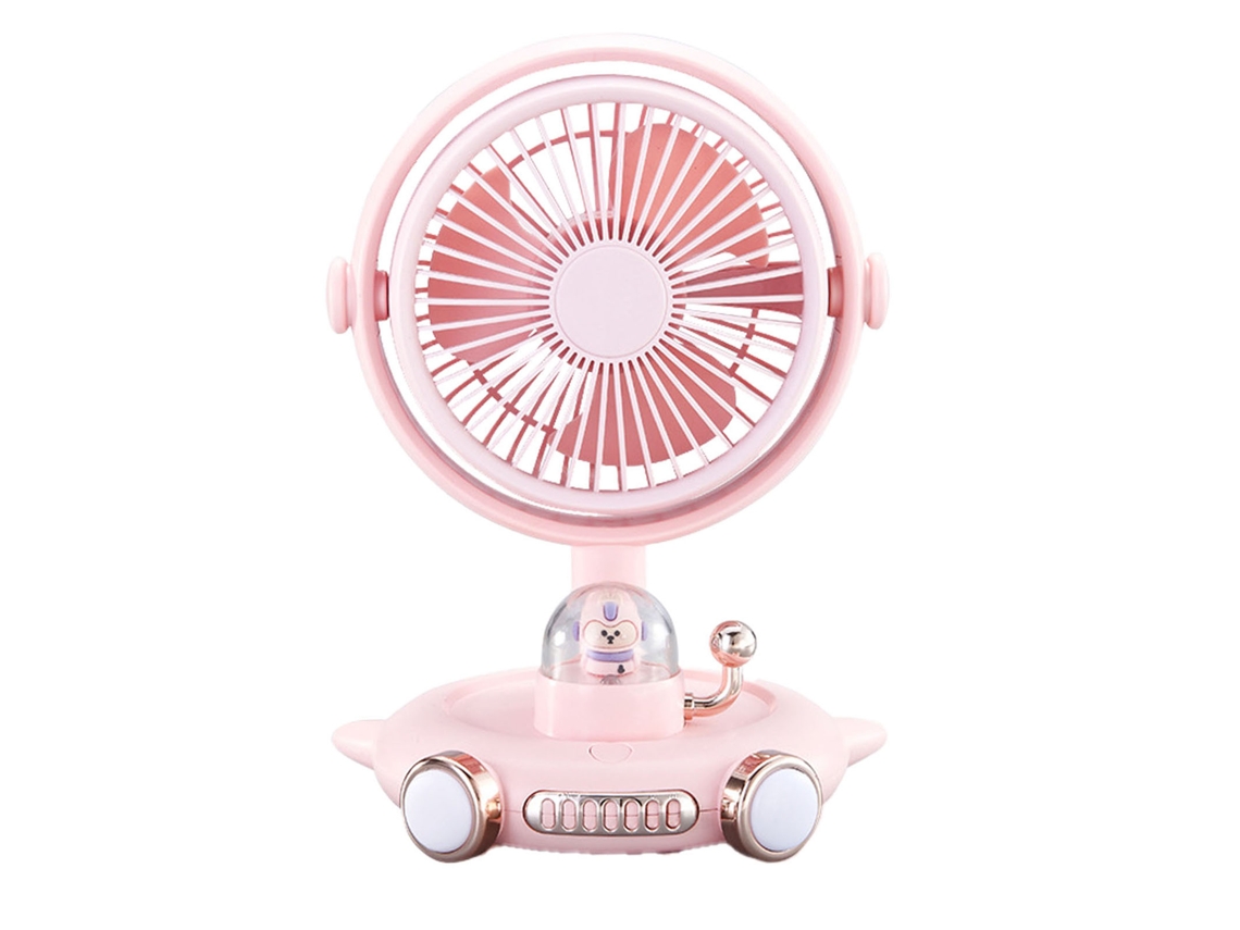 Ventilador Mesa Pequeno Luz Usb Recarregável Rosa