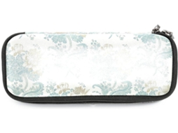 Porta-lápis com estampa floral, azul vintage